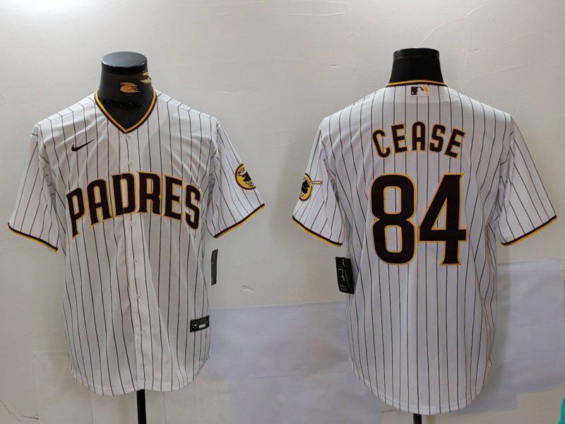 Men San Diego Padres #84 Cease White stripe Game 2024 Nike MLB Jersey style 2